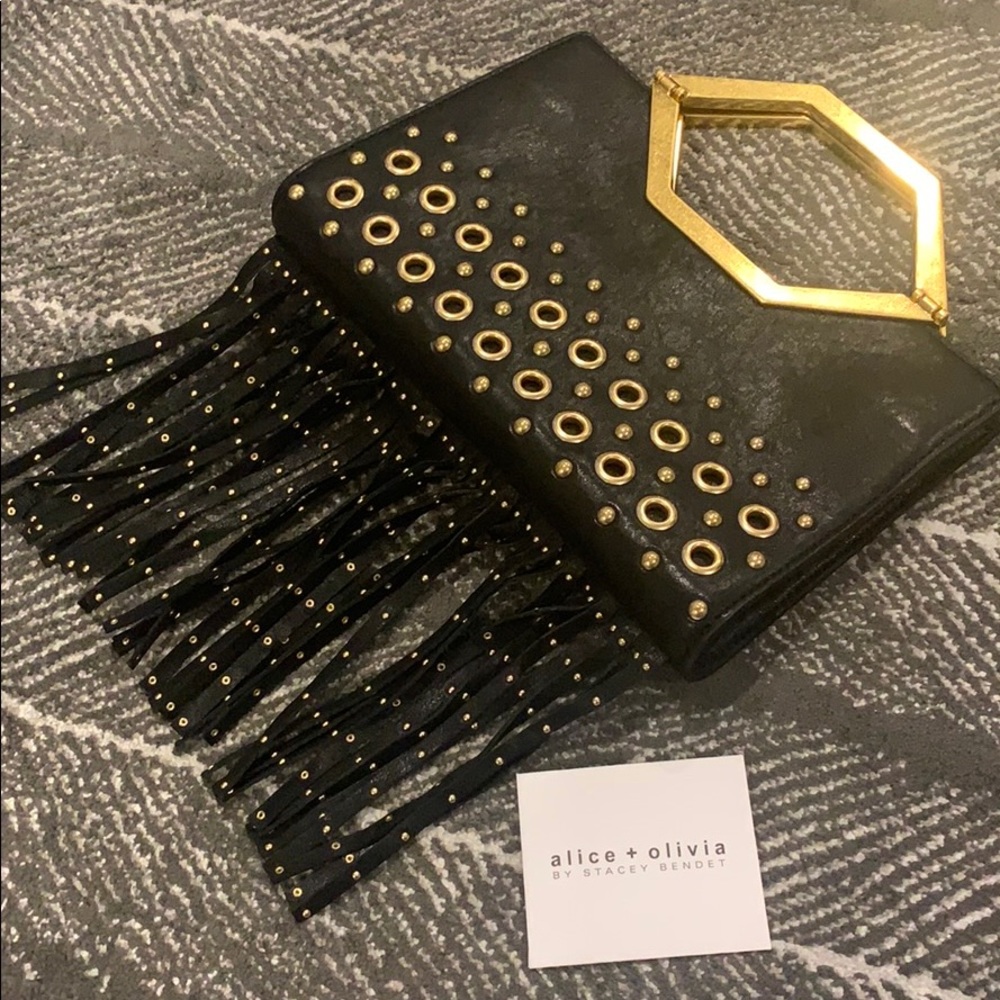 NEW Alice + Olivia Tyler Leather Handbag Clutch